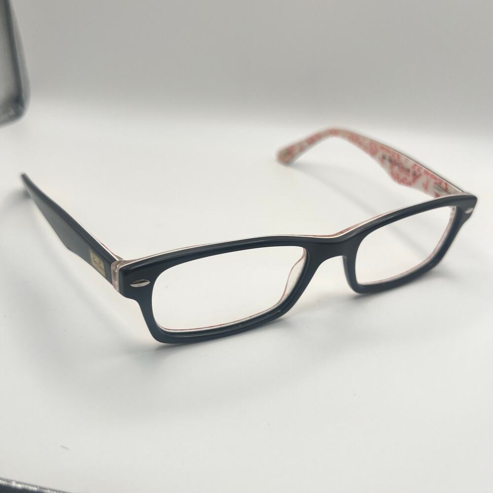 Ray-Ban RB5206 5014 Eyeglasses Black White Red Frames Only READ DESC 52-18-140